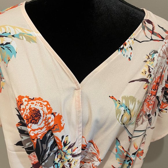 D'Bella Womens 1/2 Sleeve Faux Wrap Floral Print Tunic Top sz L - Picture 4 of 6